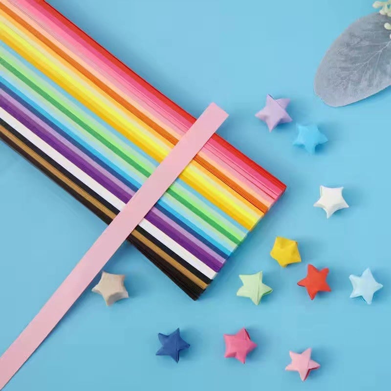Aeojoor Star origami, star folded paper strips in color, handmade paper stars (27 color mix (1350 sheets ﻿ - Image 1
